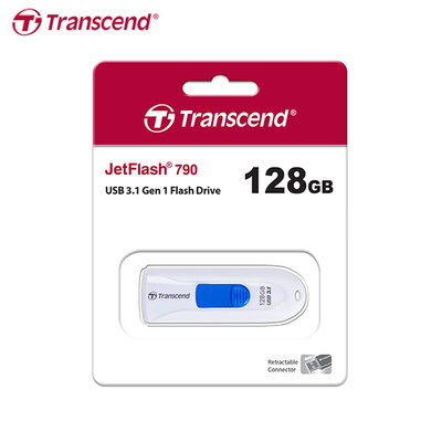 [保固公司貨] 創見 128GB JetFlash 790 隨身碟 USB3.1 白色 (TS-JF790W-128G)