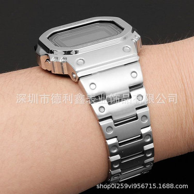 批發 批發 現貨日本電子手表帶GW-5000 DW5610 不銹鋼實心扣表帶GA-2100廠家