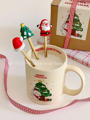 SHˇ限定款式-圣誕節禮物陶瓷馬克杯可愛少女心學生韓式卡通水杯