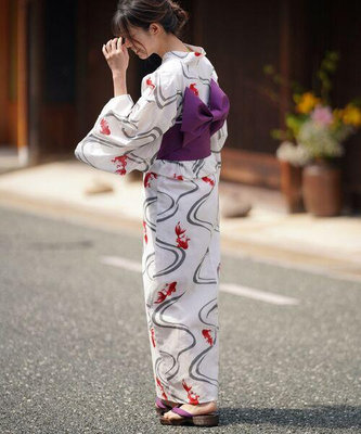 出口日本女 GRL日本和服浴衣 清新可愛花色 腰部折疊傳統款