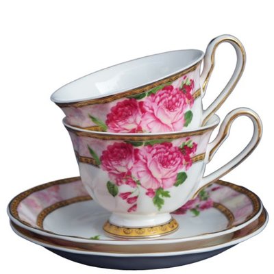 現貨/ 古典玫瑰粉色大理石骨瓷咖啡杯 咖啡對杯 兩杯兩盤 禮盒組 下午茶杯 午茶組