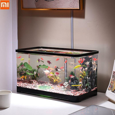 小米魚缸客廳造景家用超白生態塑料創意過濾懶人免換水透明桌