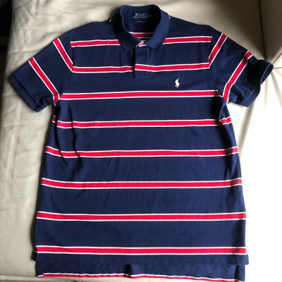 [品味人生] 保證正品 Polo Ralph Lauren 藍紅條紋 短袖polo衫 size XL