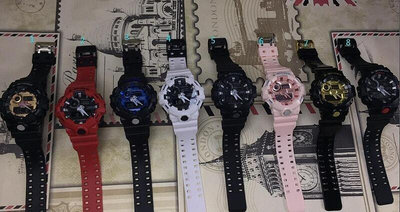 二手全新CASIO 卡西歐手錶 G-SHOCK GA-700-1A 黑紅 時尚男錶 運動手錶 潛水錶 附手提袋保卡