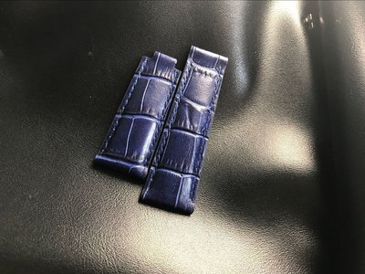 kenny~ 代用 原廠款勞力士 DAYTONA 藍色鱷魚紋牛皮帶 含折疊扣20MM 含有LOGO，其他錶款也可以
