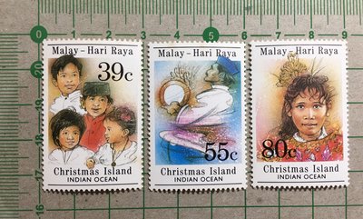 【郵卡庫】【節日】聖誕島1989年，馬來開齋節，新票 3枚缺$1.10背黃廉售見圖  SP0959