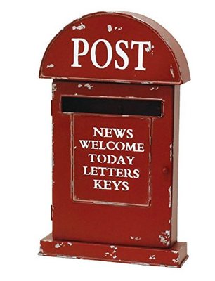 日本進口 好品質鋼鐵防鏽歐式復古風紅色兩用鑰匙箱壁掛式郵筒信箱信件郵件收納盒建議箱意見箱送禮禮物 6361c