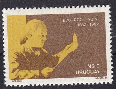 烏拉圭1983『古典音樂作曲家/小提琴家 愛德華多·法維尼 Eduardo Fabini』原膠新票1全