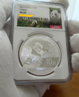銀幣 紀念幣 2014 熊貓 鑑定幣 1 盎司 999 純銀（NGC MS 69）