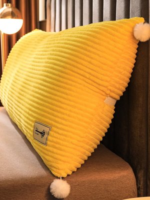 免運 玩手機 長條抱枕床頭靠墊黃色大枕頭床上靠枕軟包超大靠背長方形