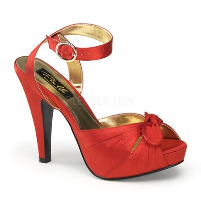 Shoes InStyle《四吋》美國品牌 PIN UP CONTURE 原廠正品緞面厚底高跟鞋 有大尺碼『紅色』