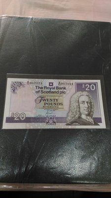 蘇格蘭(Scotland), 20 POUNDS, 2000年, UNC全新, 稀少紙鈔!