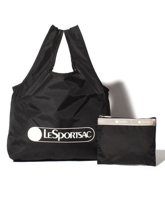 現貨 LeSportsac 4379 黑色 簡約時尚 摺疊收納包 購物袋 環保袋 降落傘防水 附收納袋 限量 限時優惠