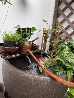 流水擺件 竹流水擺件庭院竹子裝飾造景魚缸石槽流水噴泉水景日式竹子流水器