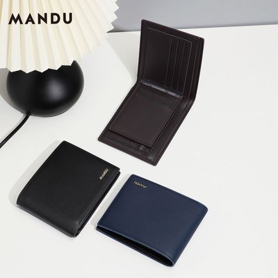 漫度MANDU男士錢包PU斜紋短款跨境歐美RFID防盜刷多功能卡包皮夾