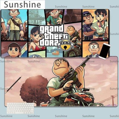 [Sunshine]惡搞哆啦A夢GTA5俠盜飛車游戲周邊滑鼠墊電腦鍵盤桌墊超大滑鼠墊
