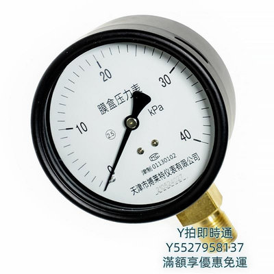 壓力表YE-100膜盒壓力表微壓表低壓表燃氣管道千帕真空表10/16/25/60kpa