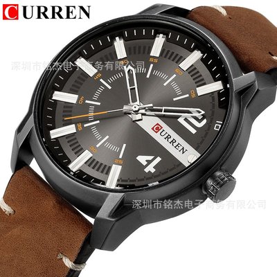 男士手錶 CURREN卡瑞恩8306男士手錶 時尚個性大錶盤男士休閑石英腕錶男錶