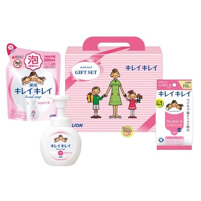 【JPGO】日本製 LION獅王 泡沫洗手乳+補充包+濕紙巾 清潔禮盒組#385