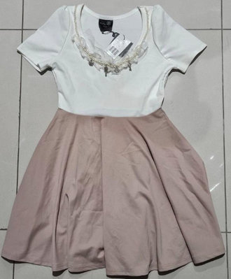 白色 拼接款 氣質 日系 韓風 短袖 小洋裝 連身裙 連衣裙 裙子 禮服 宴會 戰袍 小資 OL