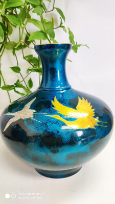 銅花瓶，海外回流銅器，中古精品，昭和時期，名家作品，峰雲在銘