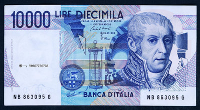 銀幣意大利1984年版10000里拉（物理學家 伏特） 8.5成以上品相！中折
