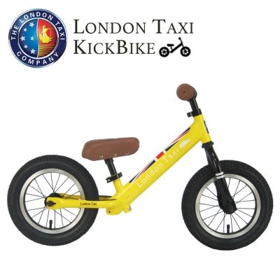 英國London Taxi 最新升級橡膠充氣胎幼兒平衡滑步車-黃