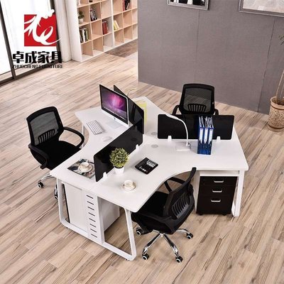 現貨熱銷-簡約辦公桌三人六人位職員辦公室組合屏風工作位員工現代電腦桌椅-特價