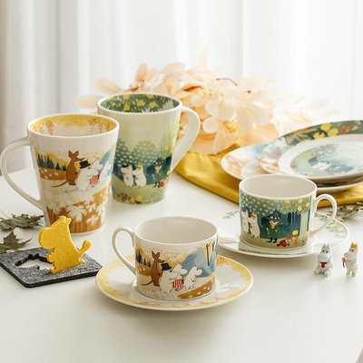 自營Moomin姆明馬克杯日本進口陶瓷杯咖啡杯碟水杯杯子房屋
