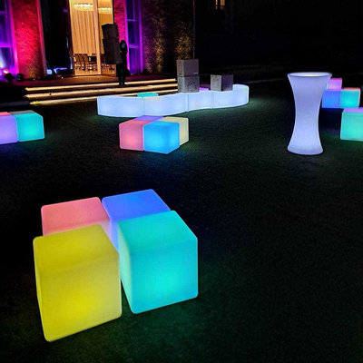 LED方塊燈40cm充電款七彩燈光椅發光方塊凳裝飾燈戶外活動燈具亮化燈光裝置