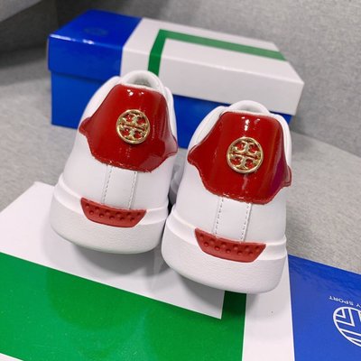 Tory Burch TB 新款 小白鞋 熱賣款 休閒鞋 運動鞋 百搭 柔軟 舒適 金紅色Logo-雙喜生活館