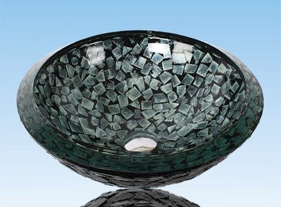 FUO衛浴:42公分 彩繪工藝 藝術強化玻璃碗公盆 (WY15018)預訂!