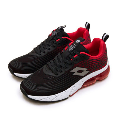 利卡夢鞋園–LOTTO 專業KPU避震氣墊慢跑鞋--氣動樂跑系列--黑紅--3102--男