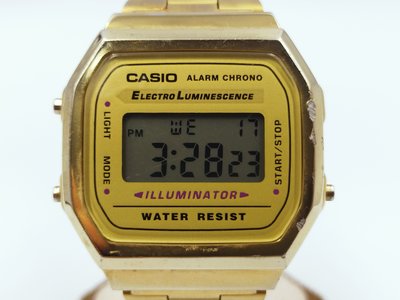 【CASIO】CASIO 卡西歐 Illuminator 1572 A168 鍍金復古電子金錶