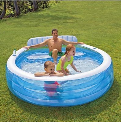 intex 57190 靠背充氣家庭游泳池家用折疊室內兒童海洋球水池現貨