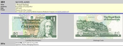 蘇格蘭SCOTLAND皇家銀行2001年$1 P351e UNC