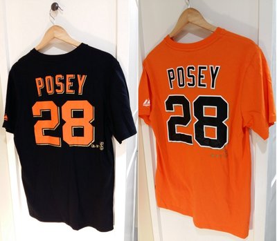 MLB Majestic 美國大聯盟 舊金山巨人隊 Buster Posey背號短袖T恤-黑/橘