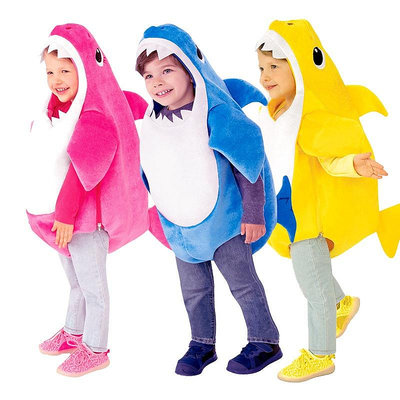萬聖節 兒童造型服飾 cosplay 新款可愛寶寶兒童鯊魚一家幼兒園萬聖節六一舞台表演扮演服裝-滿599免運 巴卡巴卡
