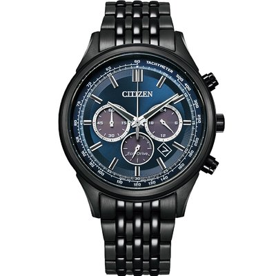 CITIZEN 星辰 亞洲限定 情人節推薦款 光動能計時手錶-黑X藍(CA4418-82L)