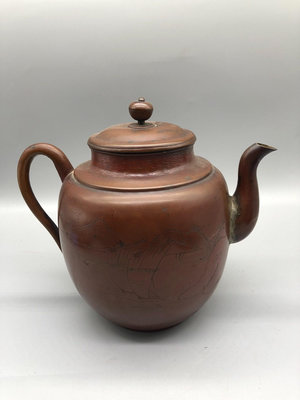 日本本正堂手工攢刻老銅壺 茶壺 約 2.5L  高20.5c