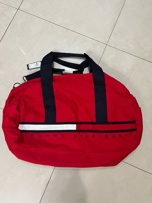 全新正品Tommy Hilfiger 旅行袋 運動包 大款 波士頓包 帆布包 籃球包 側背包 紅色(現貨)