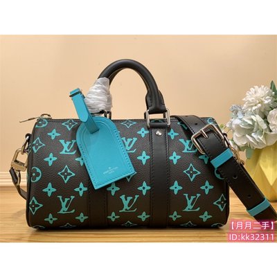 Louis Vuitton LV Keepall 25 leather blue ref.915560 - Joli Closet