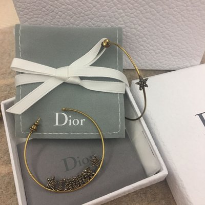 【售出】Dior 大圓型白水鑽 星星耳環*超時尚*百搭*情人節