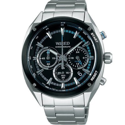 WIRED 急速冰炫風 AY8023X1 時尚三眼計時不鏽鋼腕錶/43mm/VK63-KMB0S