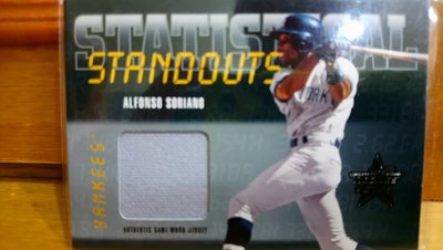2002 Leaf Rookies And Stars Alfonso Soriano Jersey 球衣卡