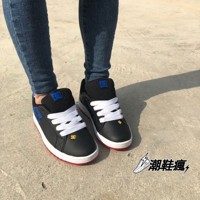 ⚡️潮鞋瘋⚡️DC Court Graffik SE黑/藍色logo皮革滑板鞋女段 ADBS100207B91(NAV)