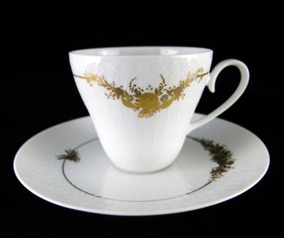 德國羅曼史Bjorn Wiinblad設計金色花卉咖啡杯盤組