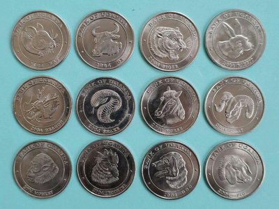 【二手】 烏干達 2004年 12生肖紀念幣 100先令 全12 品828 紀念幣 錢幣 收藏【奇摩收藏】