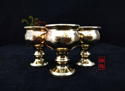 【錦桂】竹節素面杯 / 小、單個 、銅製 / 銅金色 / 敬茶杯、銅杯、祖先、神明、水杯、供水、供杯 / 台灣製造