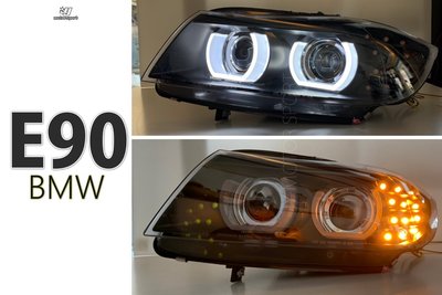 》傑暘國際車身部品《全新 BMW E90 E91 LCI 小改款 U型導光 LED光圈 黑框魚眼 大燈 對應原廠HID